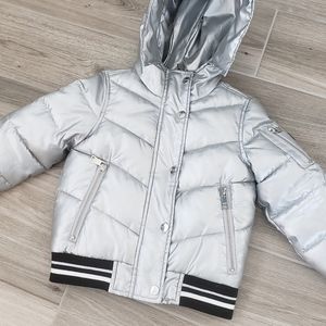 DKNY kids silver puffer jacket sz 4